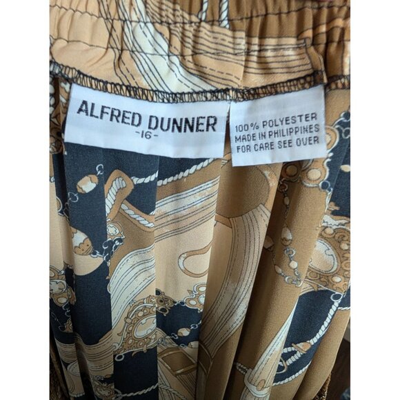 Vintage Alfred Dunner Tan & Black Pleated Midi Skirt With Abstract Pattern - 16 - Picture 7 of 8